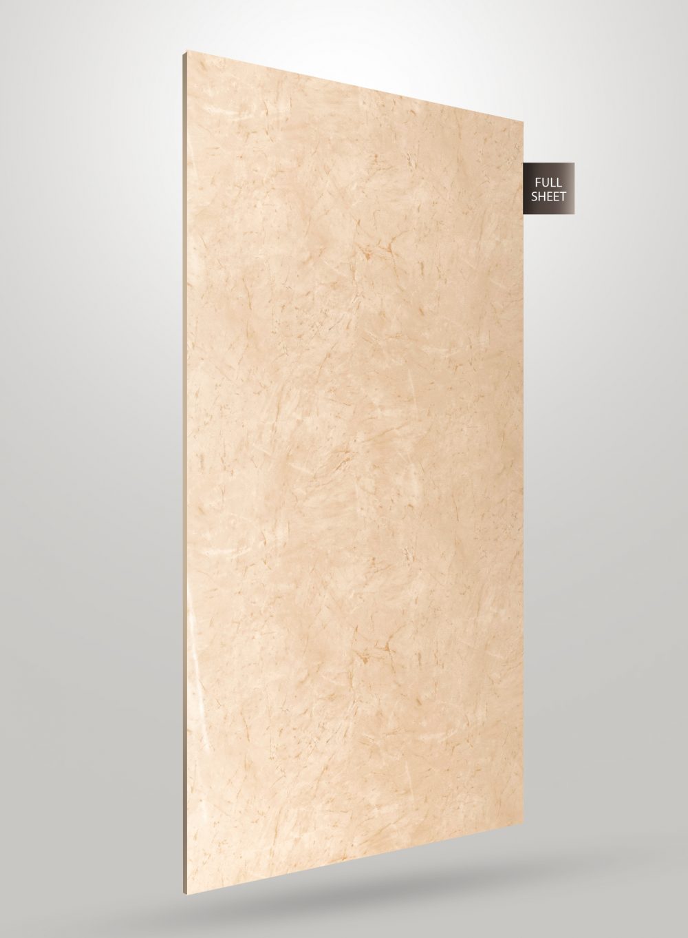 Beige marble laminate sheet with matte finish and veining pattern, labeled full sheet.