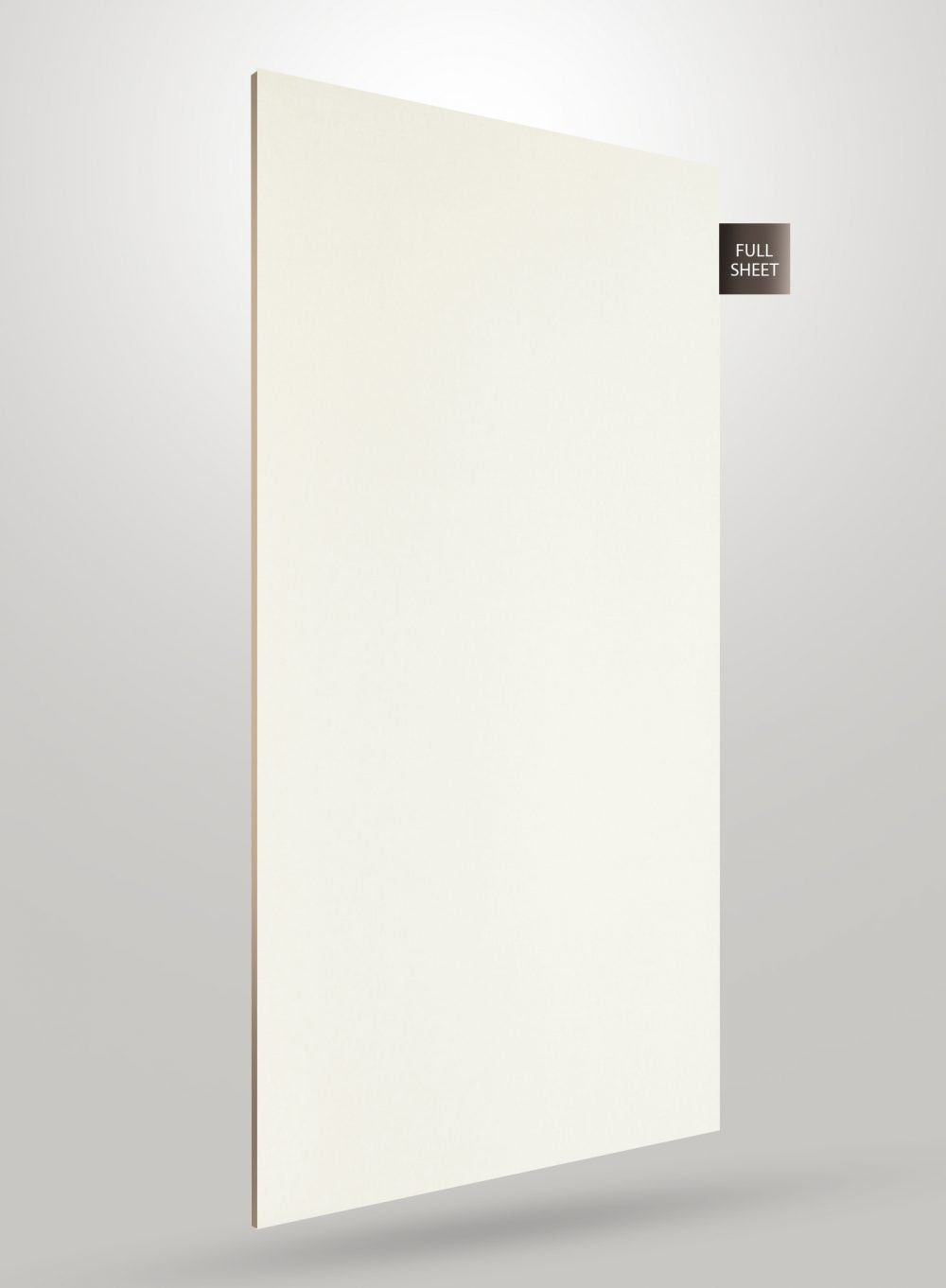 Ivory solid colour laminate sheet with matte finish and smooth texture displayed on a grey background with full sheet label.