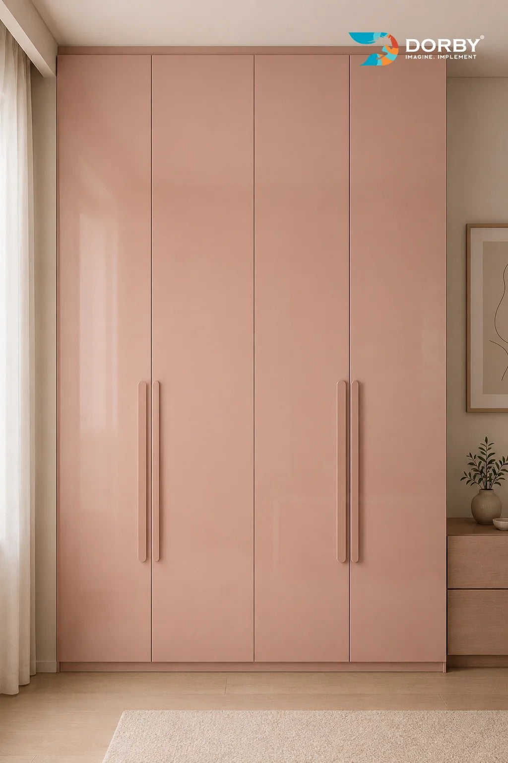 Plaster Pink Plain Colors High Gloss Acrylic Laminate