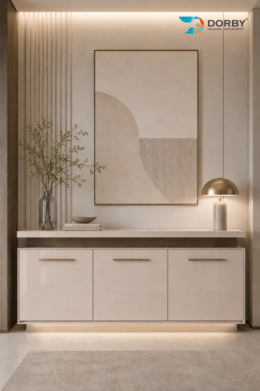 Mountain Mist Beige Plain Colors High Gloss Acrylic Laminate