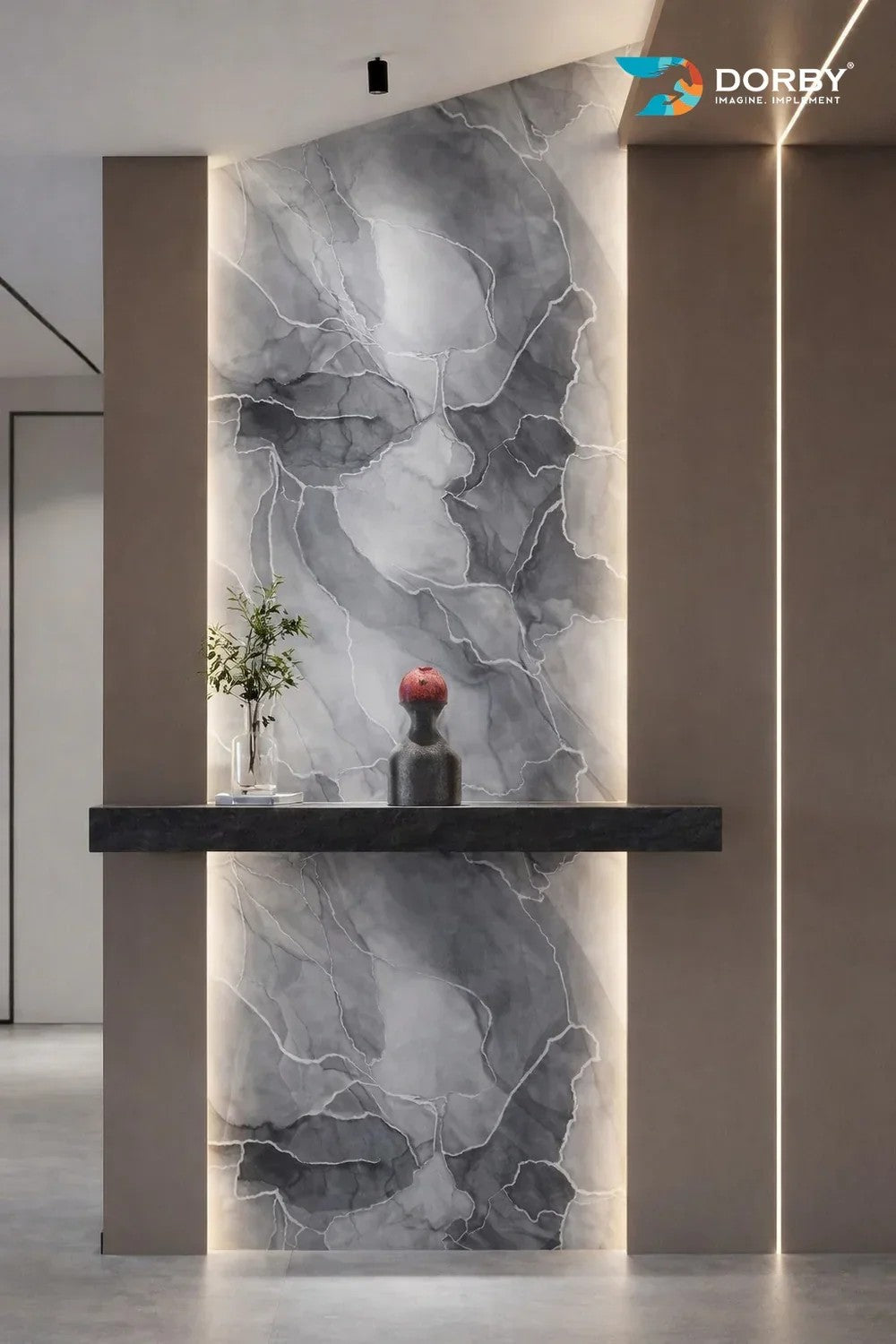 Travertino Grey Marble & Stone Texture Acrylic Laminate