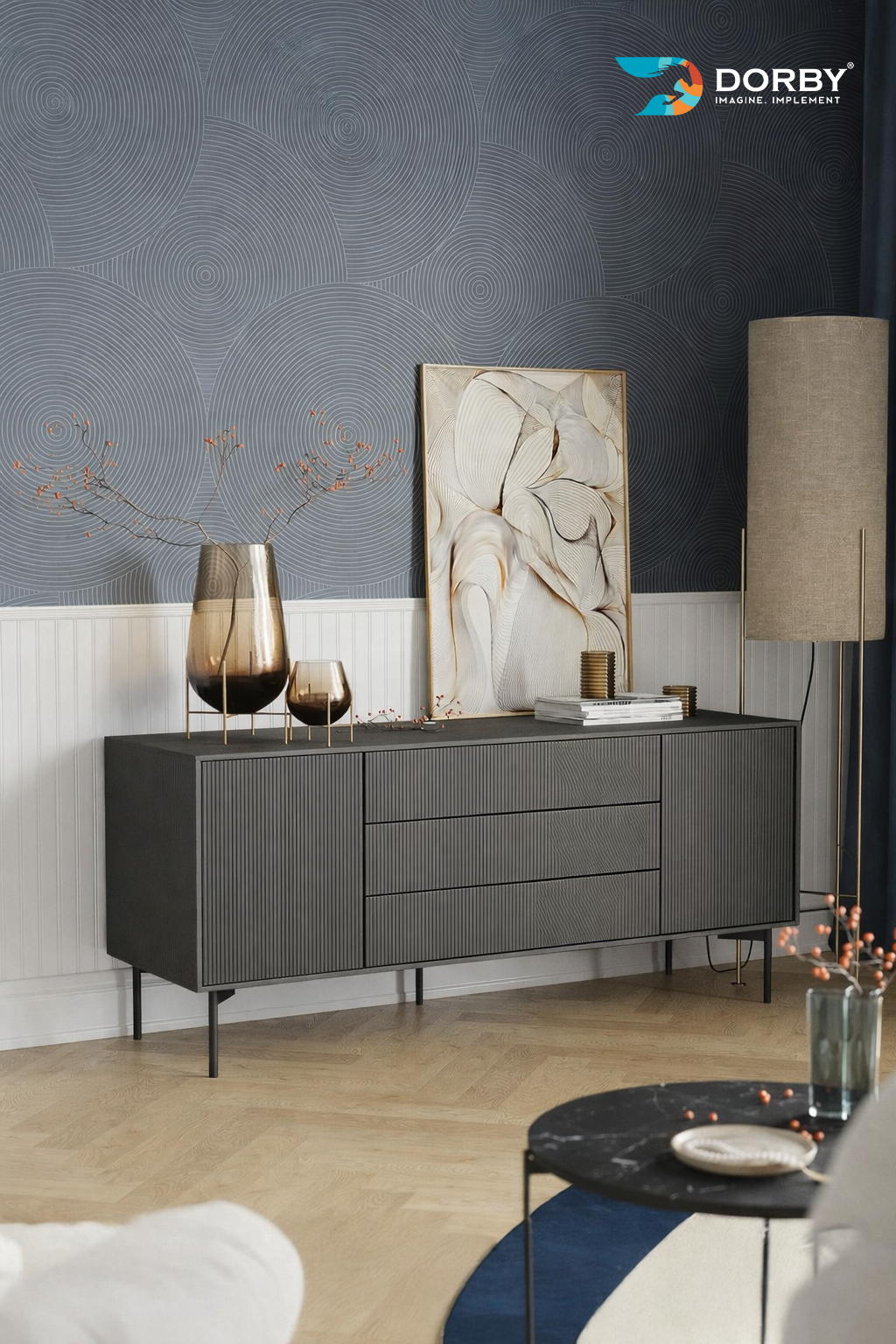 Glisten - BF 155 Grey Fluted Texture Laminate - Dorby mica