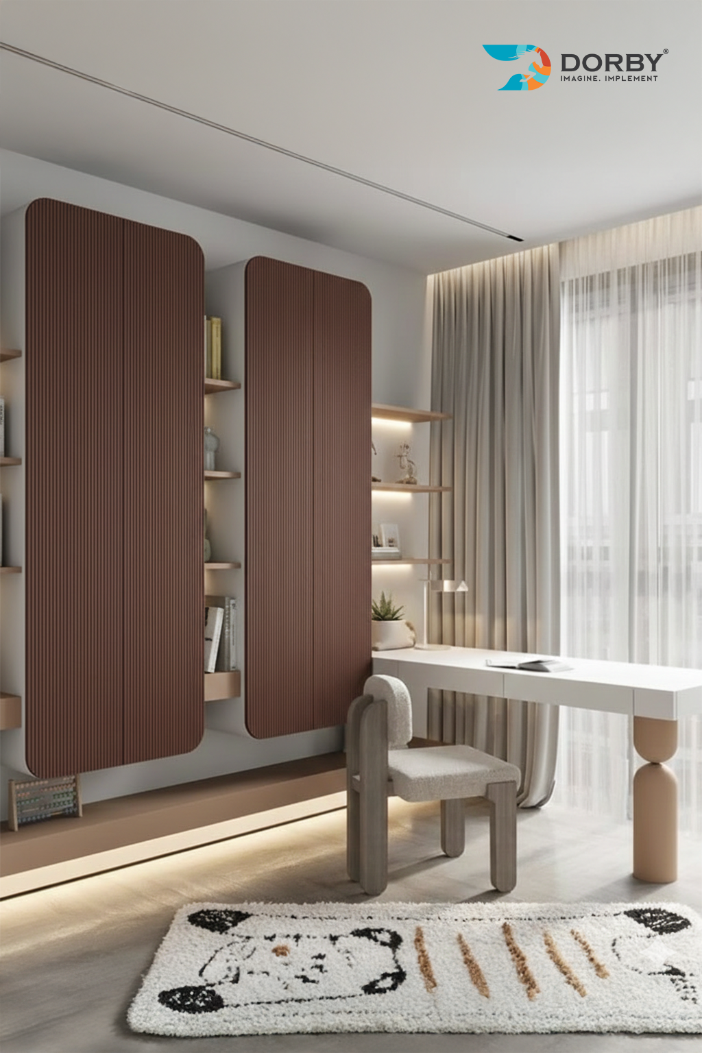 Brick Brown - BF 9167 Brown Fluted Texture Laminate - Dorby mica