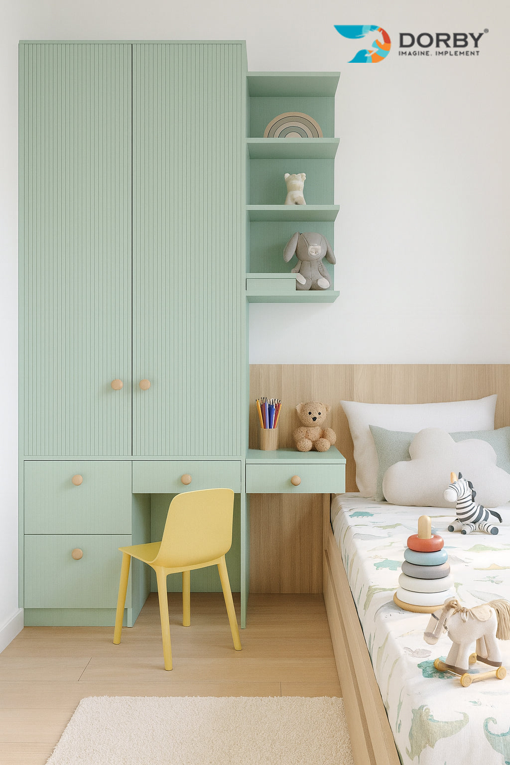 Mint Green - BF 9183 Green Fluted Texture Laminate - Dorby mica