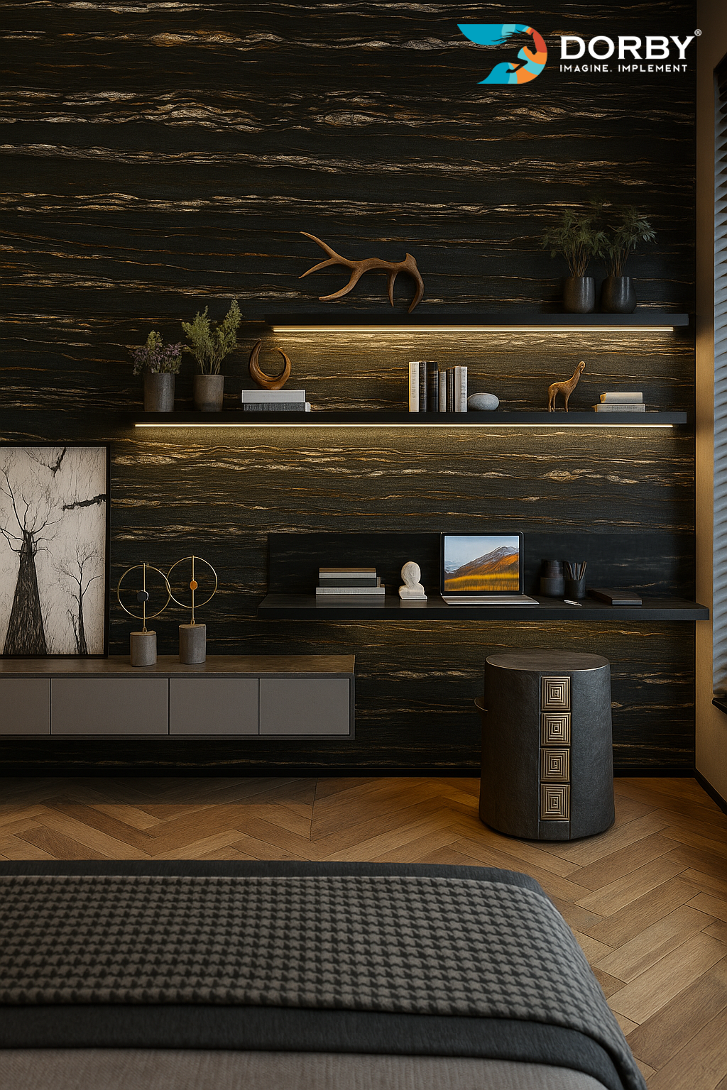 Stromboli - CY 2003 Black Marble & Stone Texture Laminate - Dorby mica