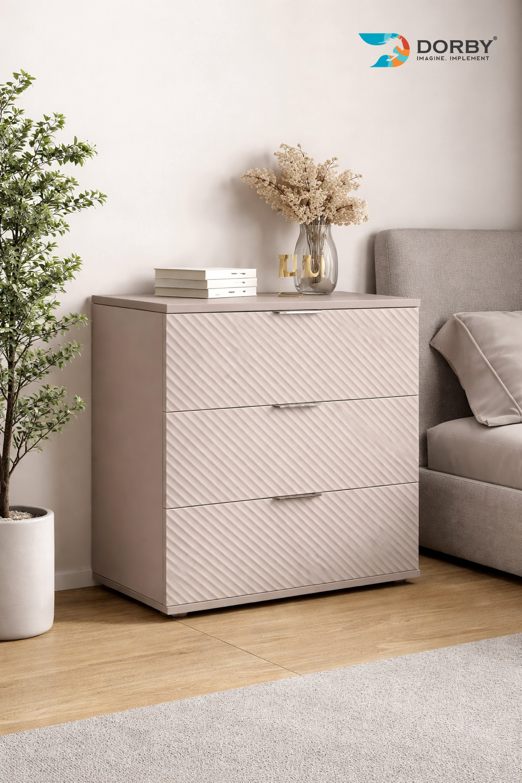 Stylish Beige - FF- L 136 Beige Fluted Texture Laminate - Dorby mica