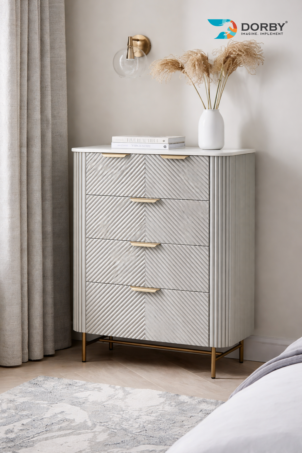 Cape Grey - FF- R 154 Grey Fluted Texture Laminate - Dorby mica