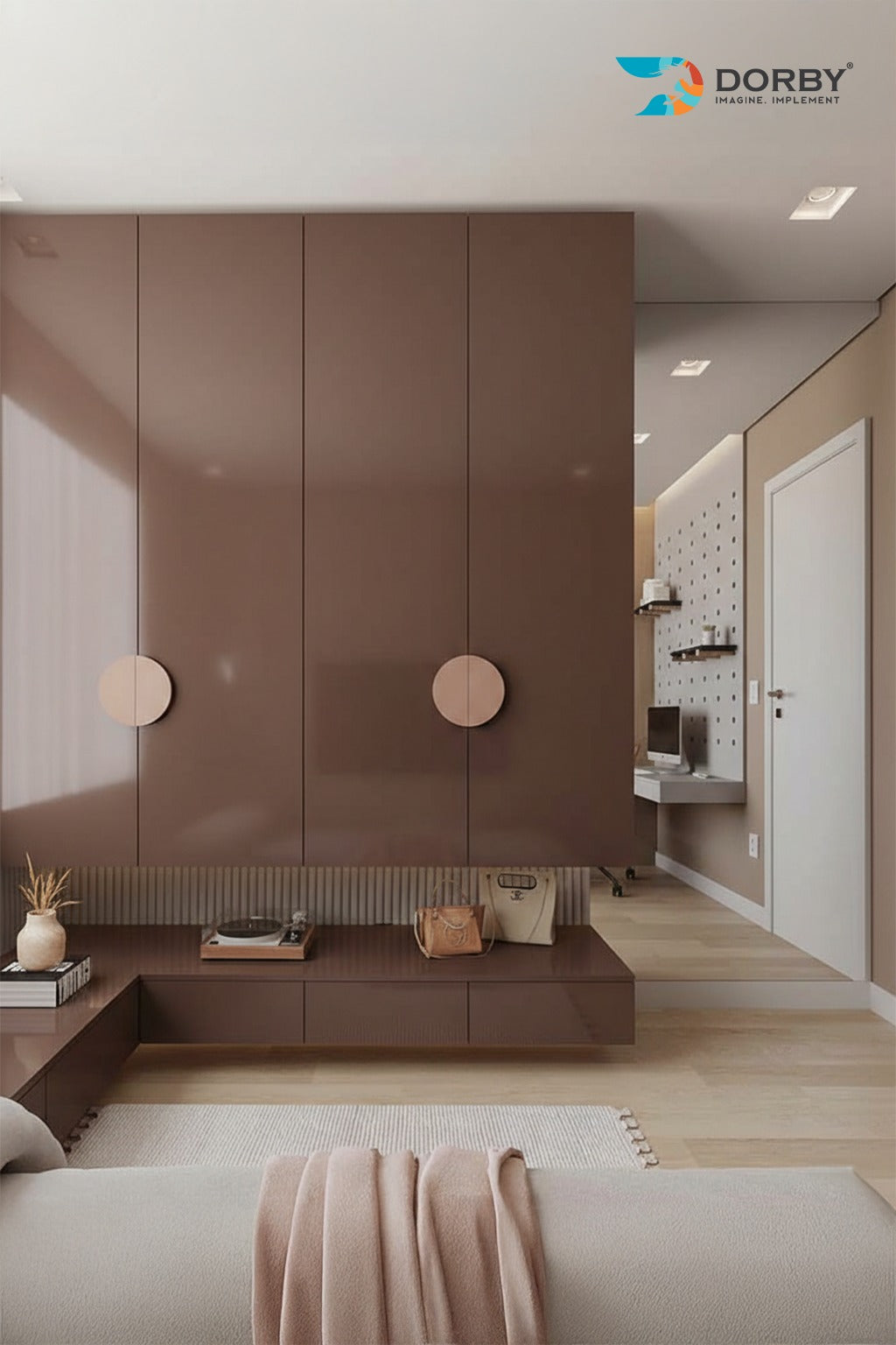 Brick Brown - HG 167 Brown Plain Colors High Gloss Laminate - Dorby mica