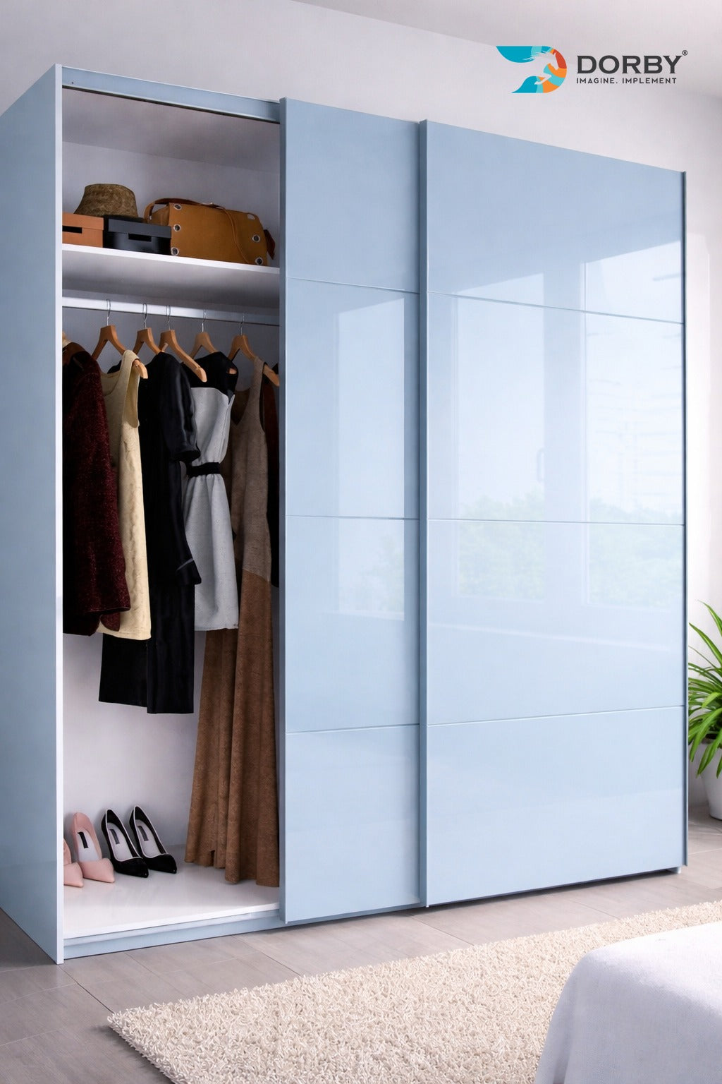 Whyte Blue - HG 179 Grey Plain Colors High Gloss Laminate - Dorby mica