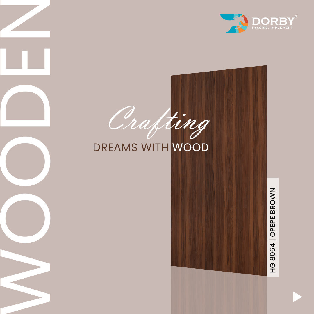 Opepe Brown - HG 8064 Brown Wood High Gloss Laminate - Dorby mica