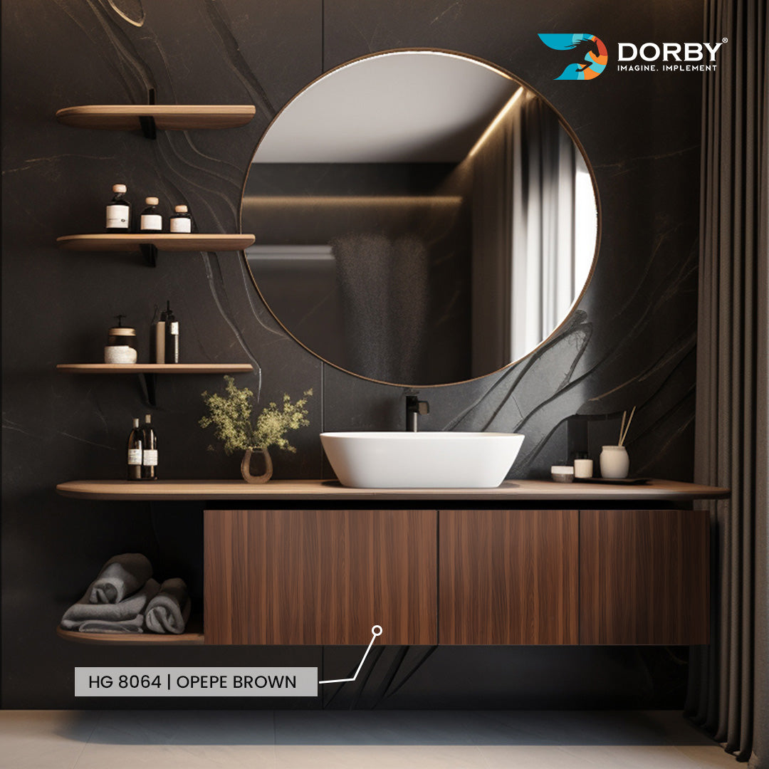 Opepe Brown - HG 8064 Brown Wood High Gloss Laminate - Dorby mica