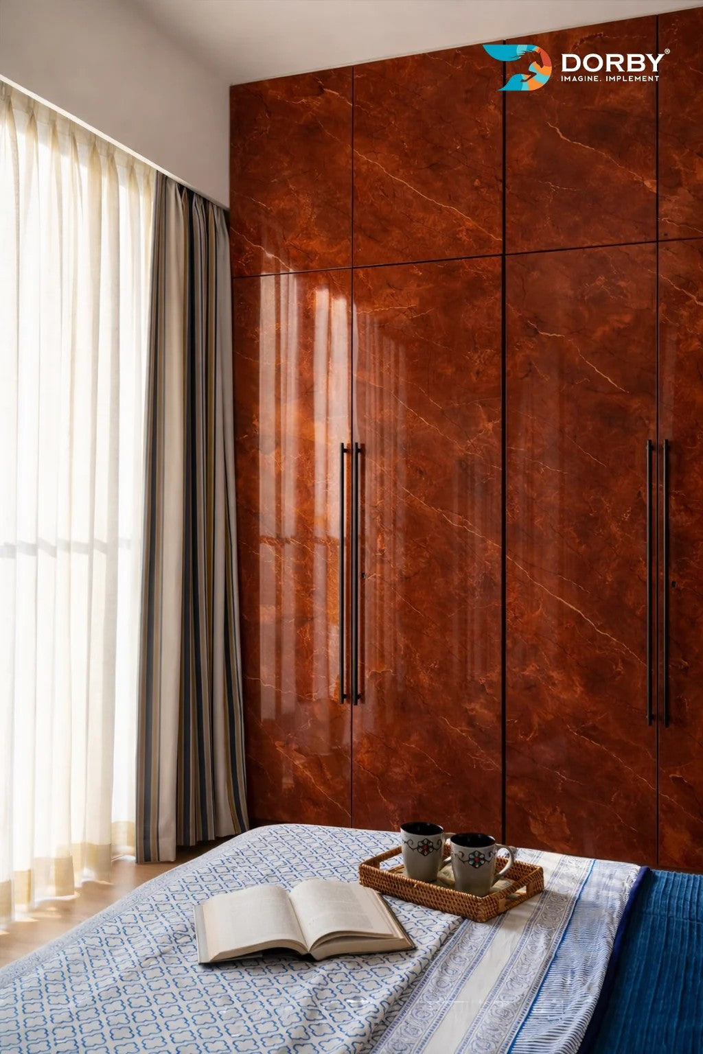 Rosso Marble Brown Marble & Stone High Gloss Laminate