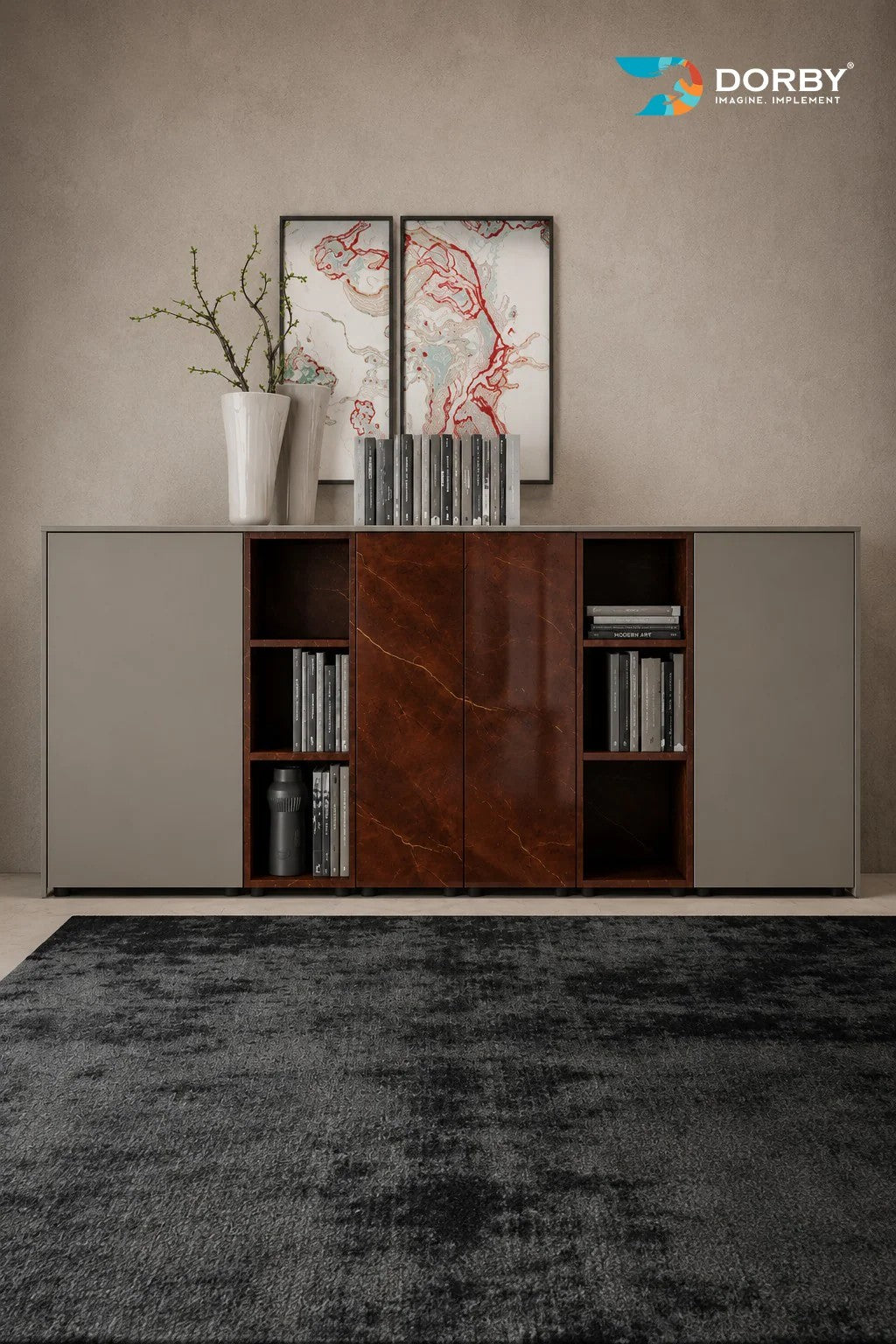 Rosso Marble Brown Marble & Stone High Gloss Laminate