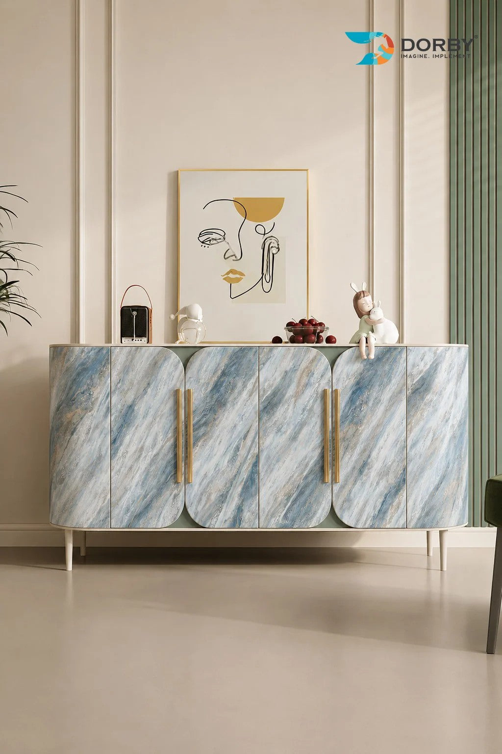 Glacier Flow Blue Marble & Stone High Gloss Laminate