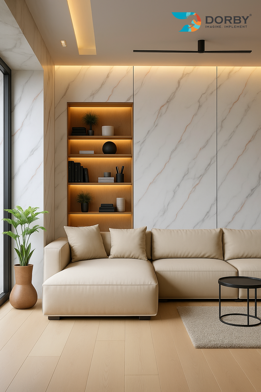 Calacatta - HG 9070 White Marble & Stone High Gloss Laminate - Dorby mica