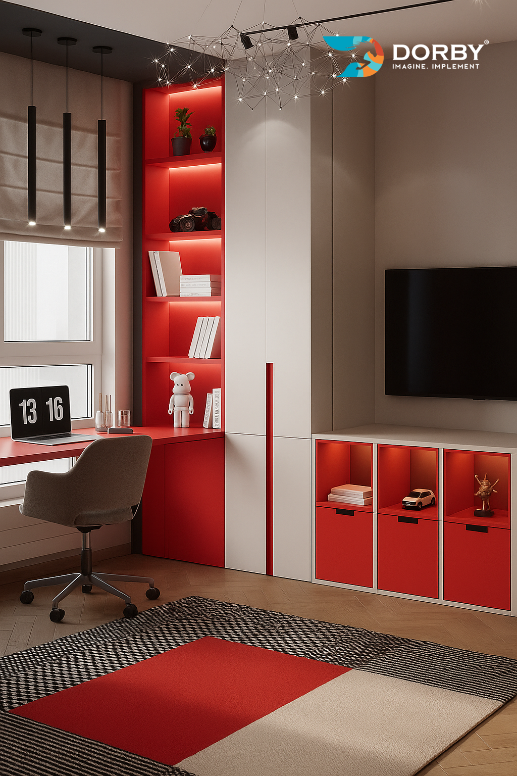 Red - HG 9118 Red Plain Colors High Gloss Laminate - Dorby mica