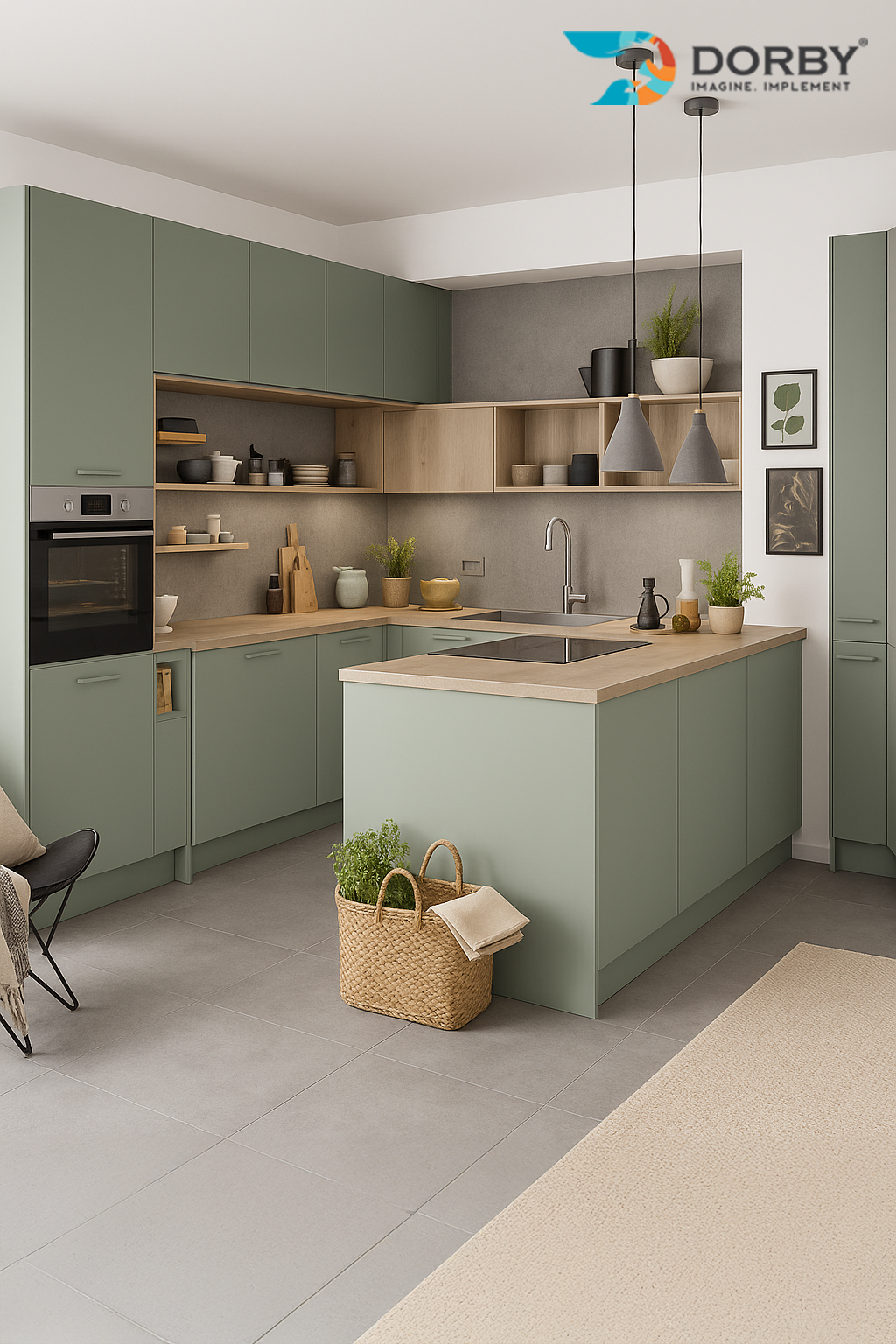 Desert Sage - HG 9162 Green Plain Colors High Gloss Laminate - Dorby mica