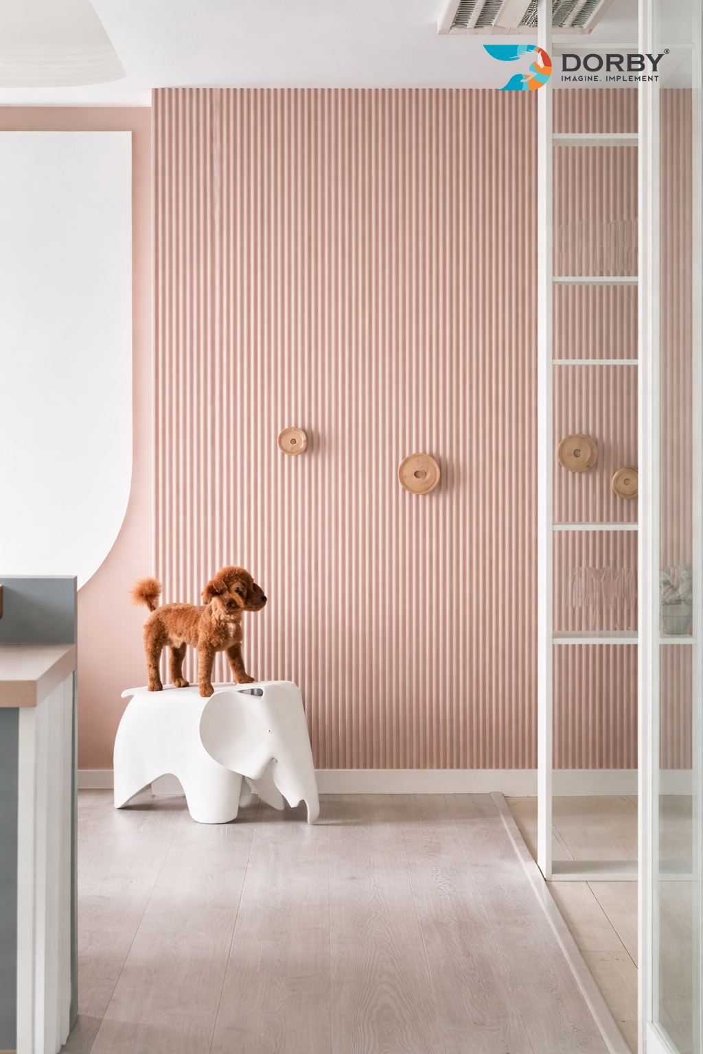 Mellow Rose - HGF 182 Beige Fluted High Gloss Laminate - Dorby mica