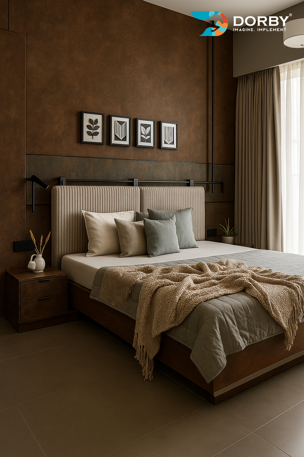 Siena Floral - MX 9045 Brown Designer Texture Laminate - Dorby mica