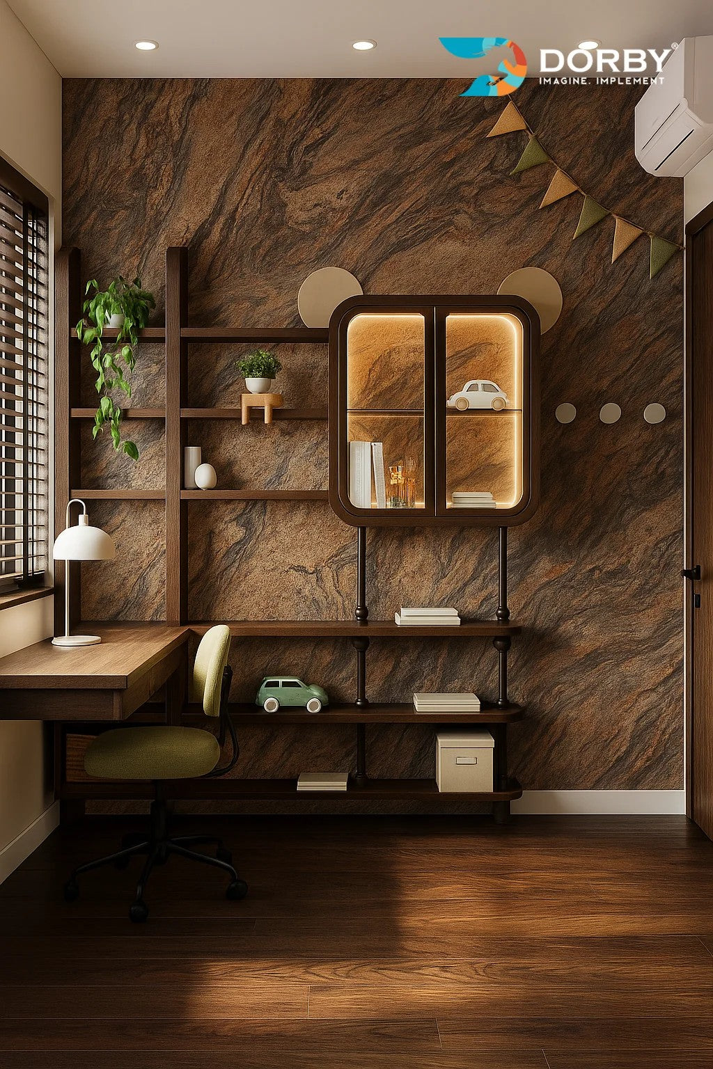 Unique Aquba Ball Brown Marble & Stone Matte Laminate