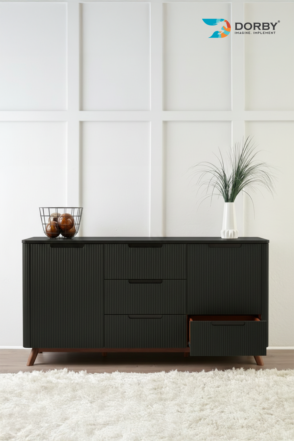 Dark Grey - SC 107 Black Fluted Texture Laminate - Dorby mica
