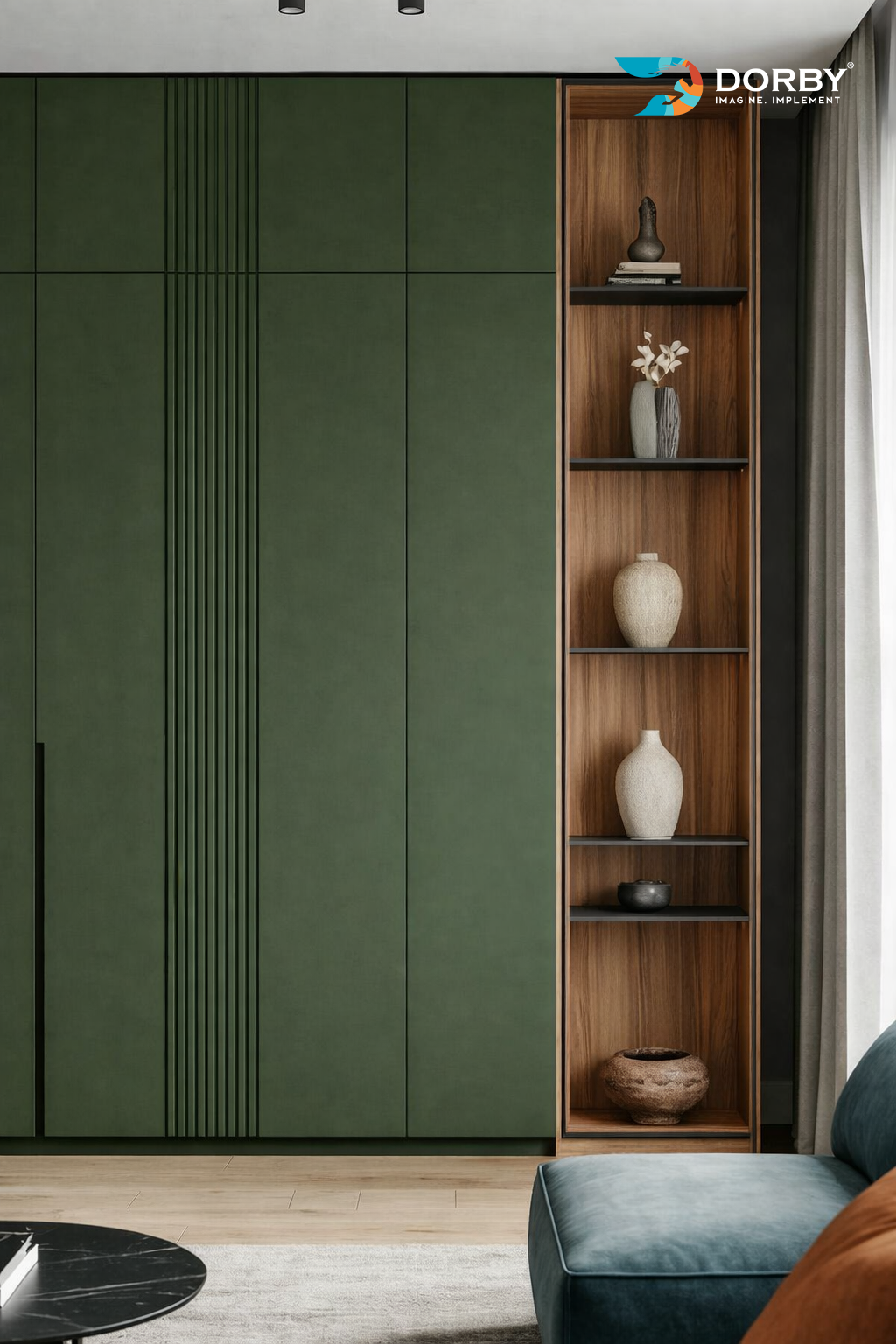 Elegant Green - SF 129 Green Plain Colors Suede Laminate - Dorby mica