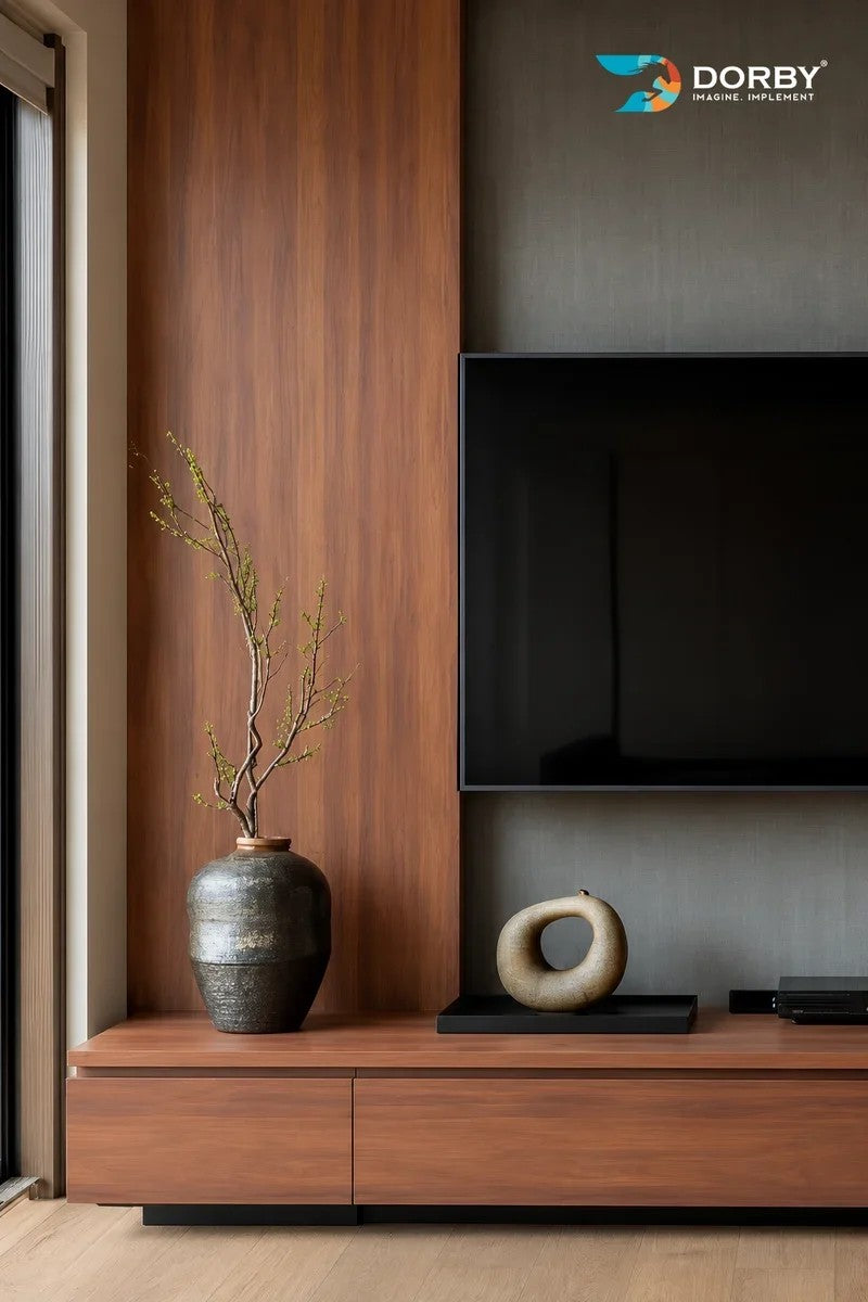 Real Teak Brown Wood Suede Laminate
