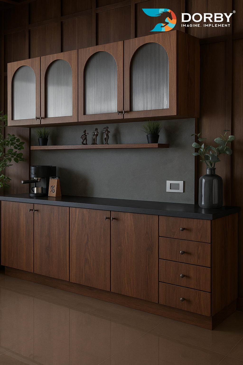 Rocher Afrornosia - SF 8005 Brown Wood Suede Laminate - Dorby mica