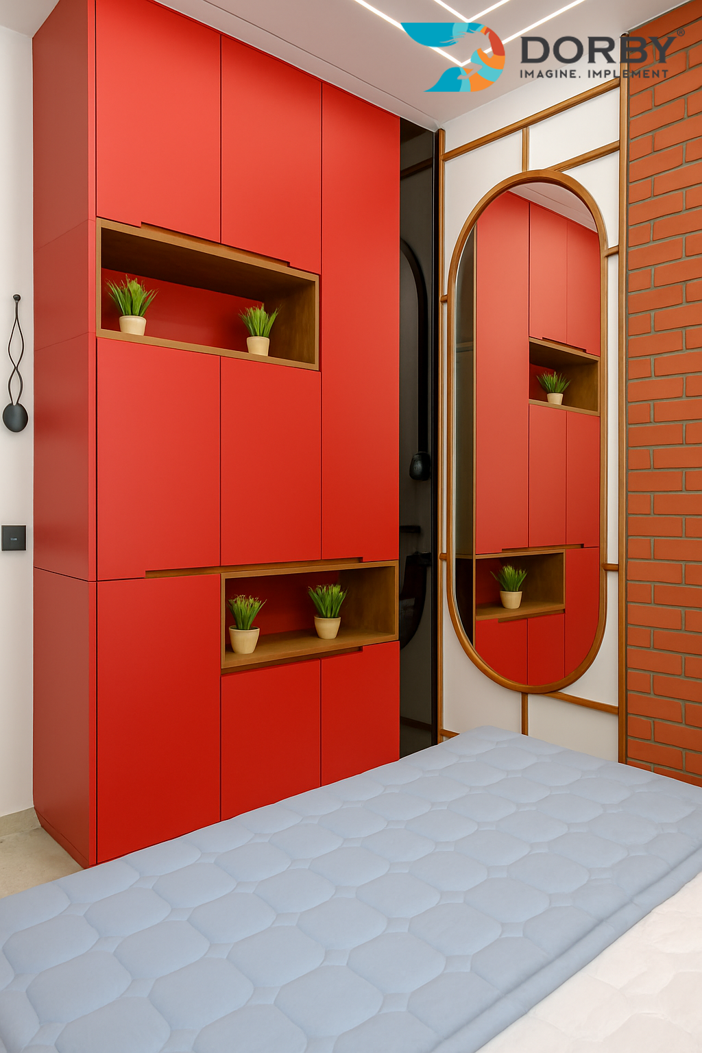 Poppy - SF 8114 Red Plain Colors Suede Laminate - Dorby mica