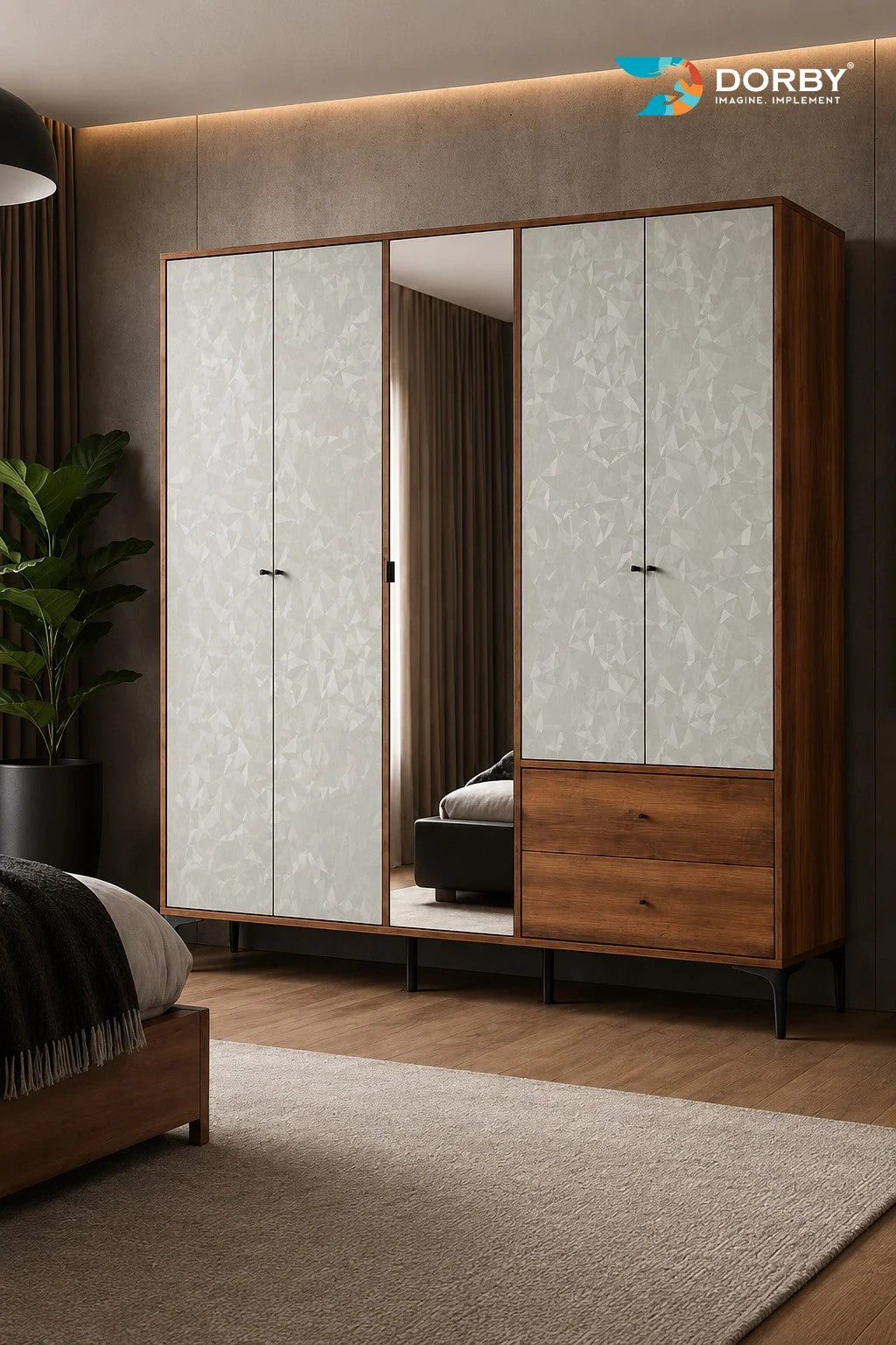 Warm White Geometric Design Texture Laminate