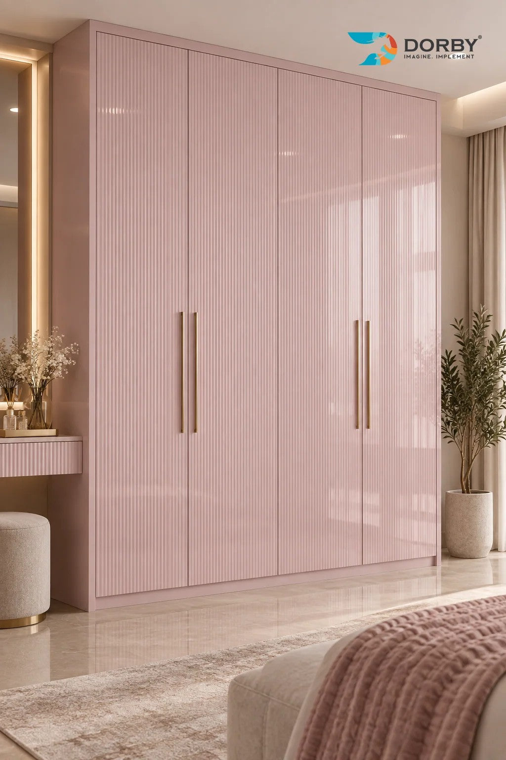 Pearl Shimmer Pink Plain Colors High Gloss Laminate