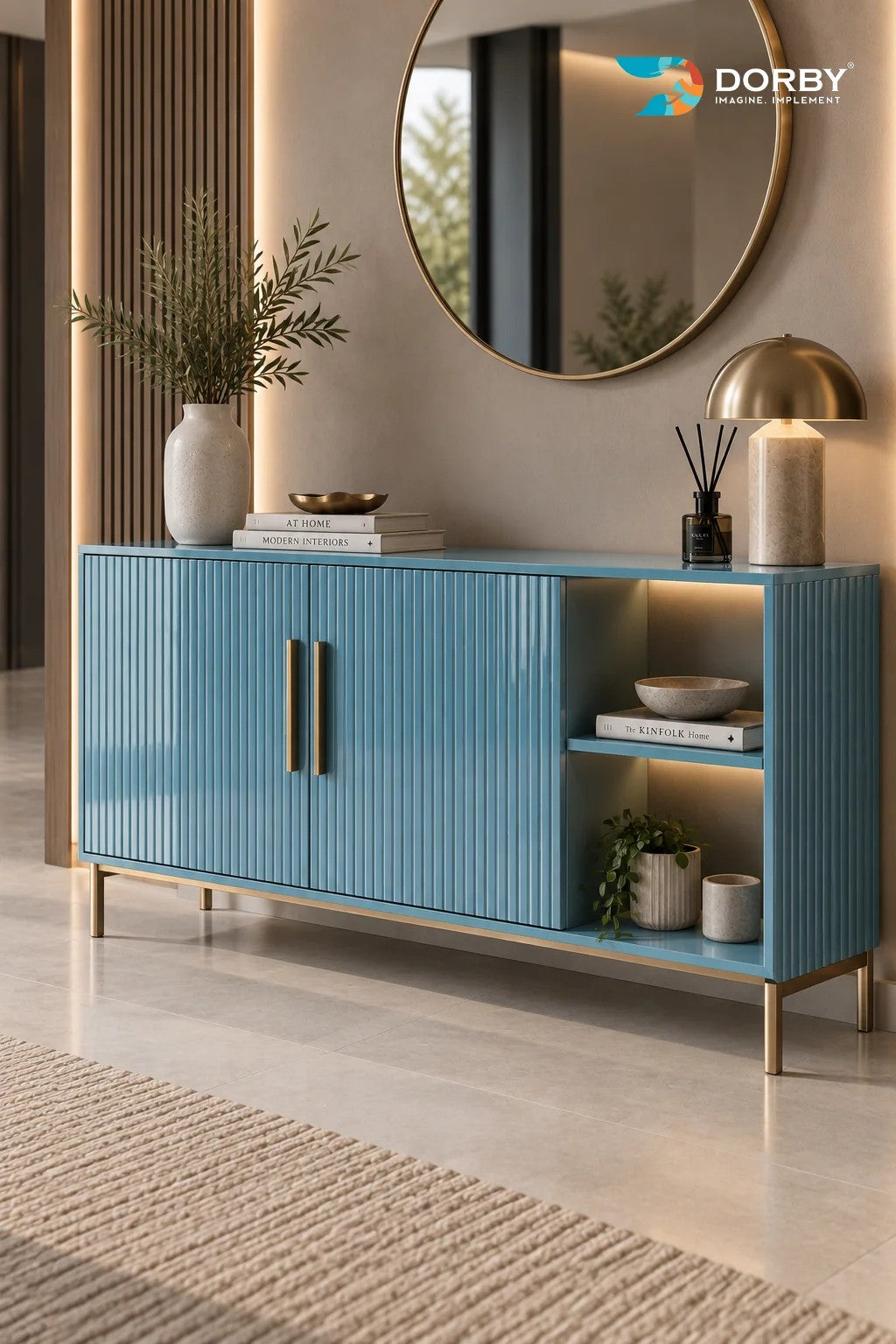 Sapphire Spark Blue Plain Colors High Gloss Laminate
