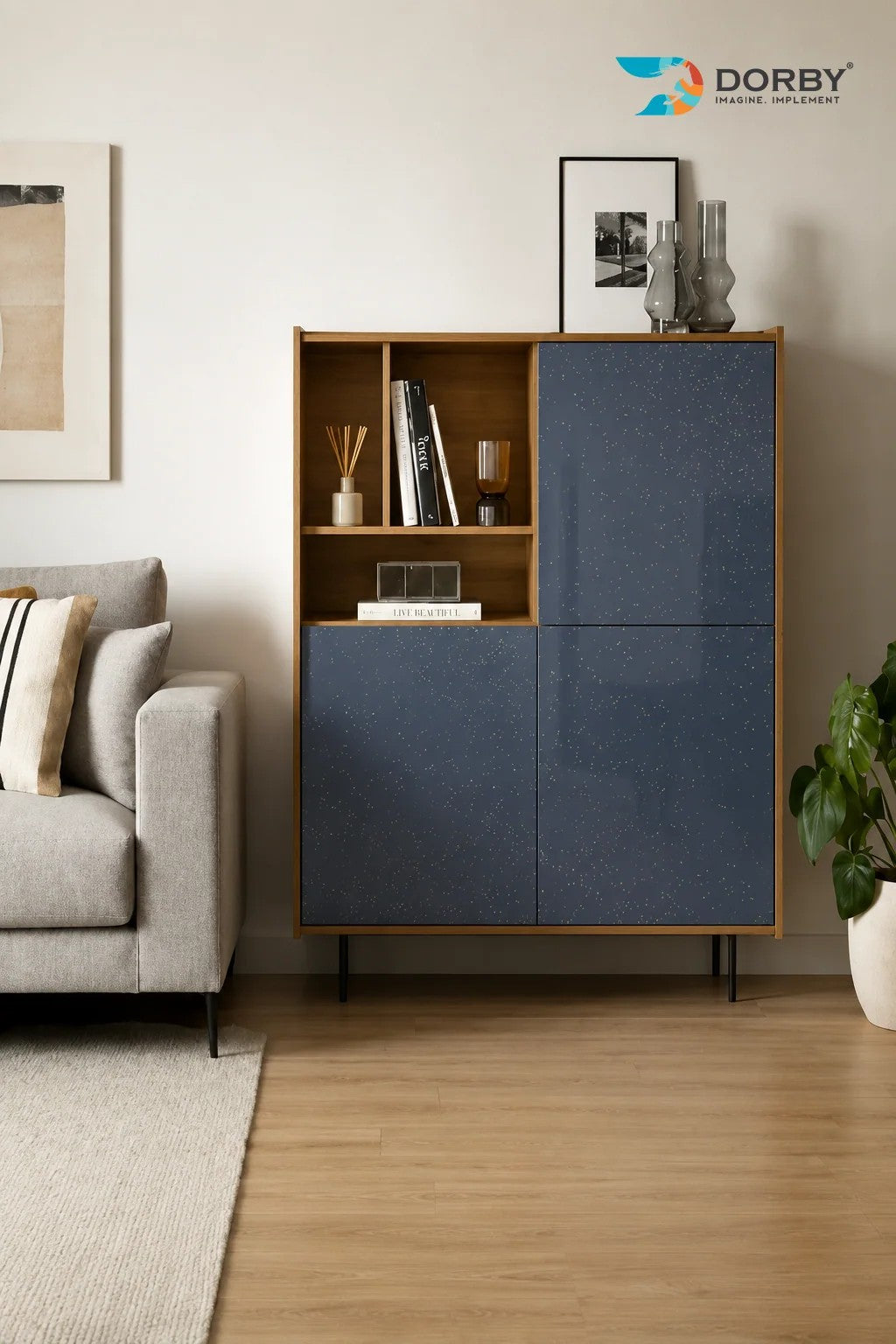 Sapphire Spark Blue Plain Colors High Gloss Laminate