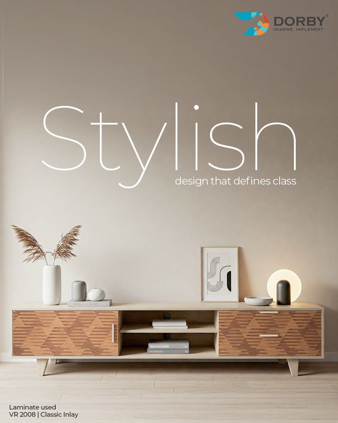 Classic Inlay - VR 2008 Brown Designer Texture Laminate - Dorby mica