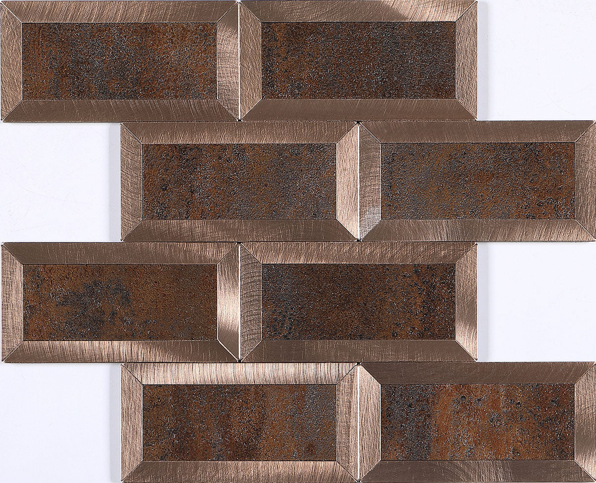 Multi-colored textured designer louvers with bronze finish and speckled pattern, showcasing 3D rectangular slats with