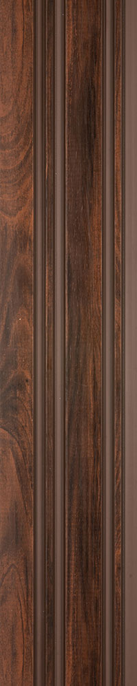 Brown wood louver panel with textured finish and wood grain pattern visible on vertical slats
