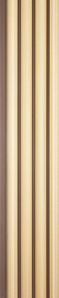Brown fluted louver panel with textured finish and vertical ridges, showcasing a detailed pattern and subtle sheen.