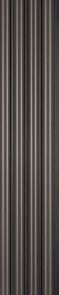 Grey fluted louver panel with textured finish and vertical ridges.