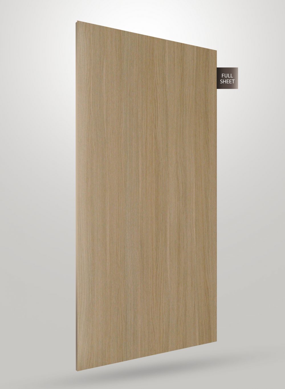 Wood laminate sheet with light brown wood grain texture and matte finish, labeled full sheet.