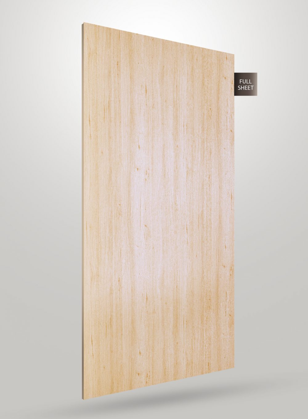Beige wood grain laminate sheet with matte finish and vertical wood texture pattern, labeled full sheet.