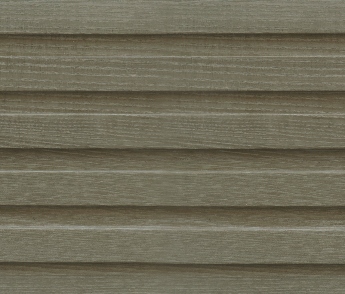 Evolution Woodline Warm Grey Fluted Louver wood-grain texture close-up