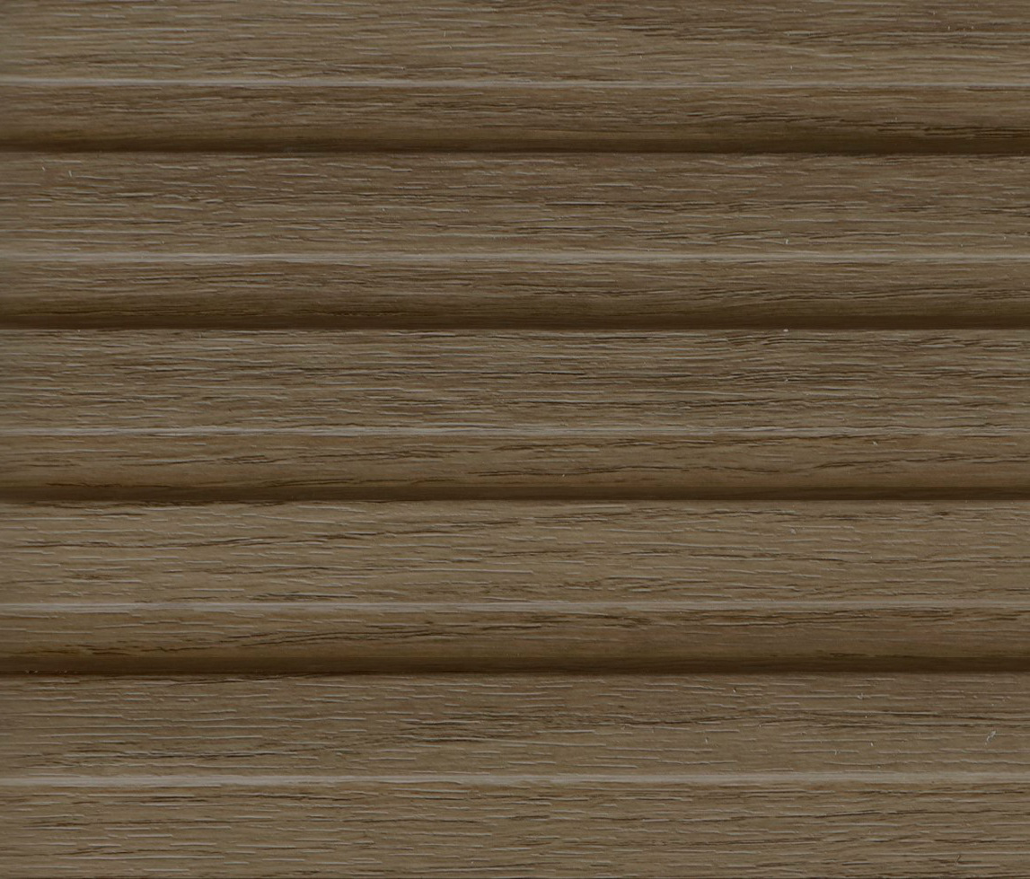Evolution Woodline Warm Brown Fluted Louver wood-grain texture close-up