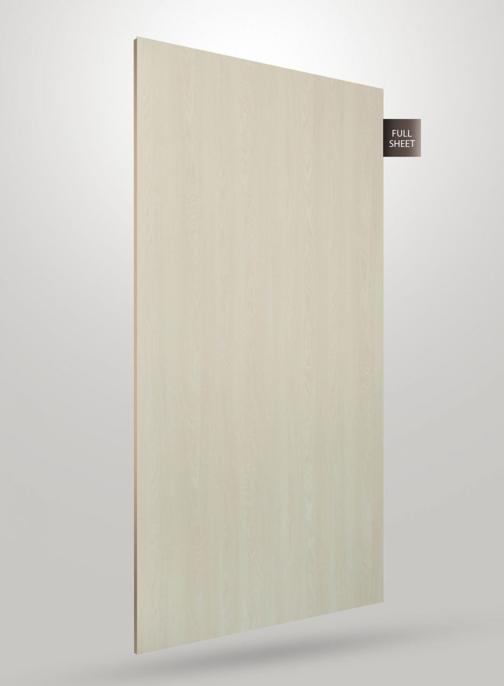 Ivory wood grain decorative laminate sheet with matte finish and visible texture, labeled full sheet.