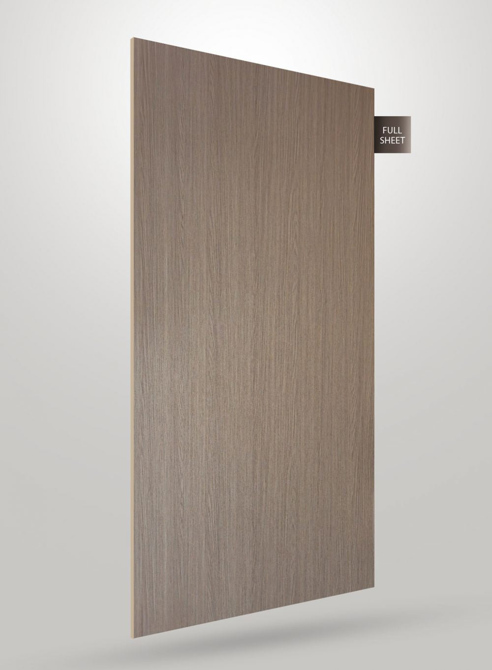 Beige wood grain laminate sheet with matte finish and visible wood texture, labeled full sheet.
