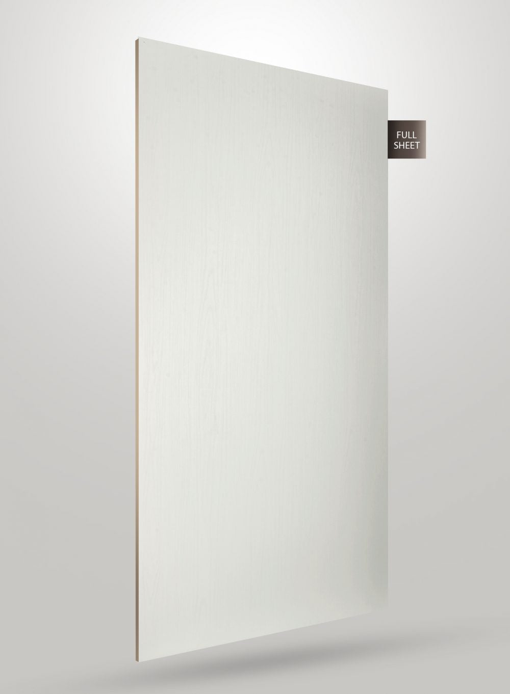 White wood grain laminate sheet with matte finish and visible texture, displayed as full sheet.