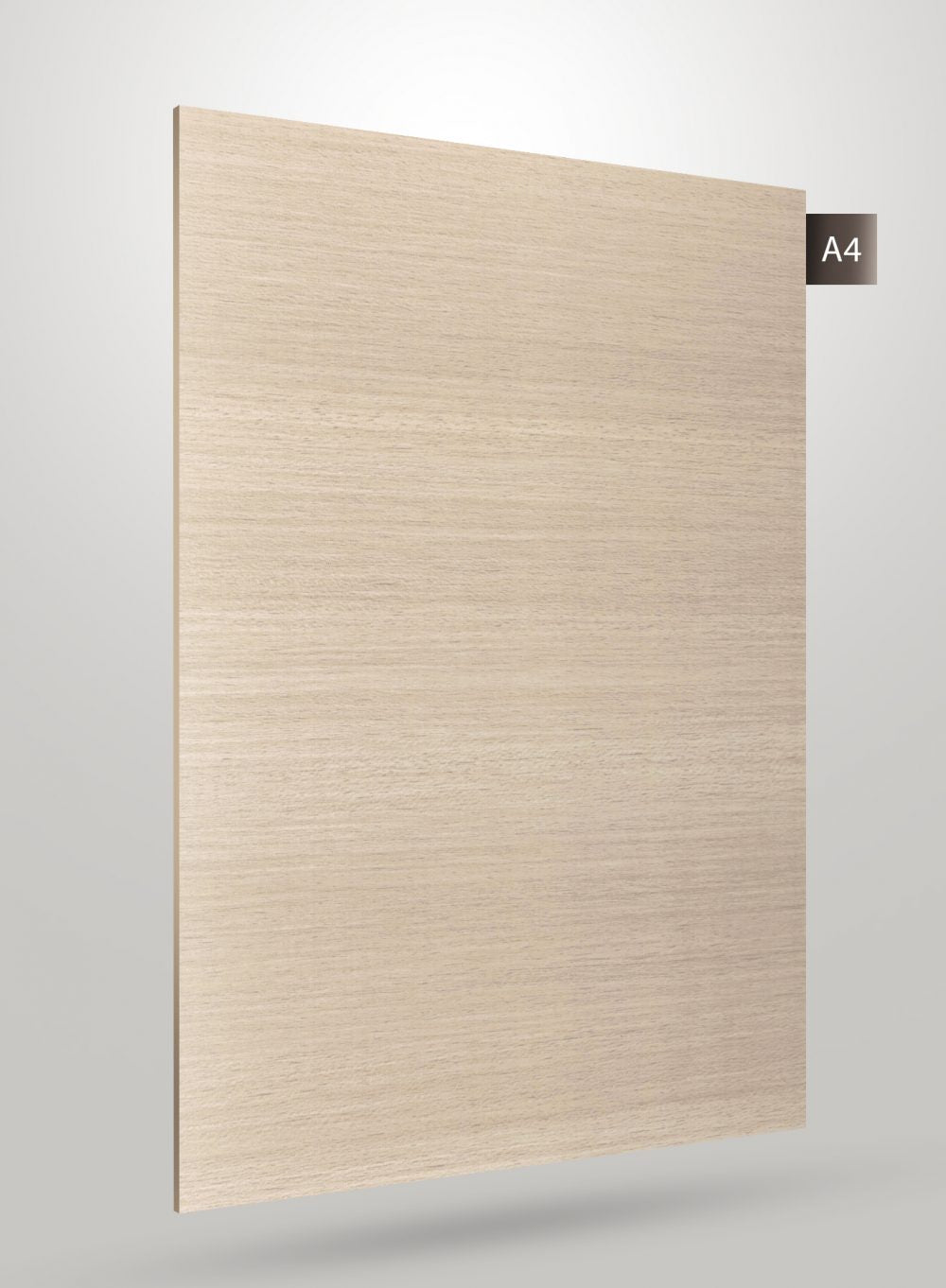 Beige wood grain decorative laminate with matte finish and visible wood texture on a square panel.