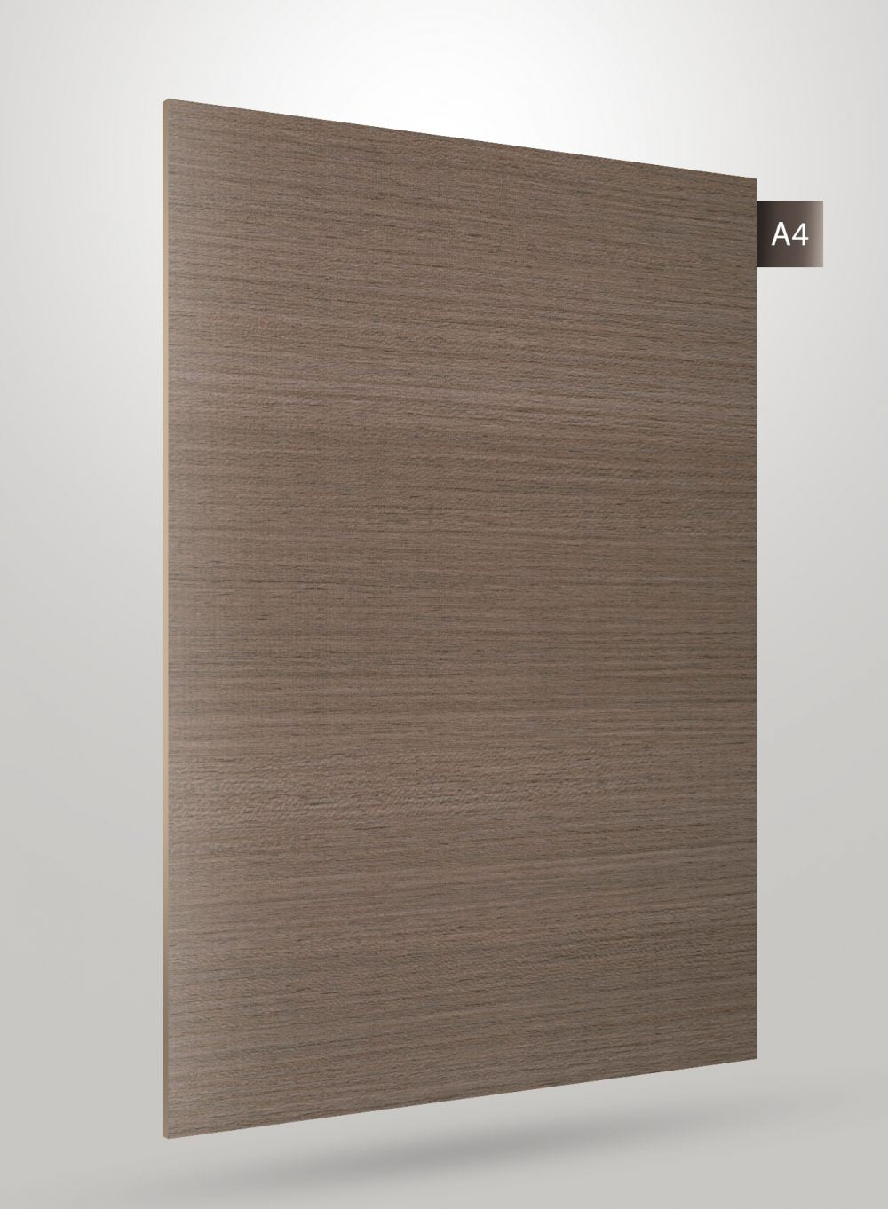 Grey wood grain decorative laminate with matte finish and visible texture, labeled A4.