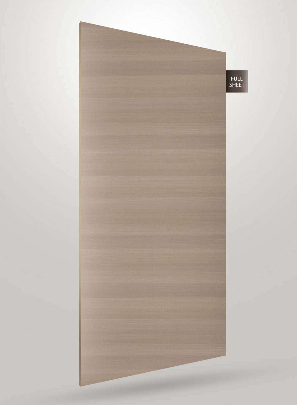 Beige wood grain laminate sheet with matte finish and visible texture, displaying a full sheet with subtle grain pattern.