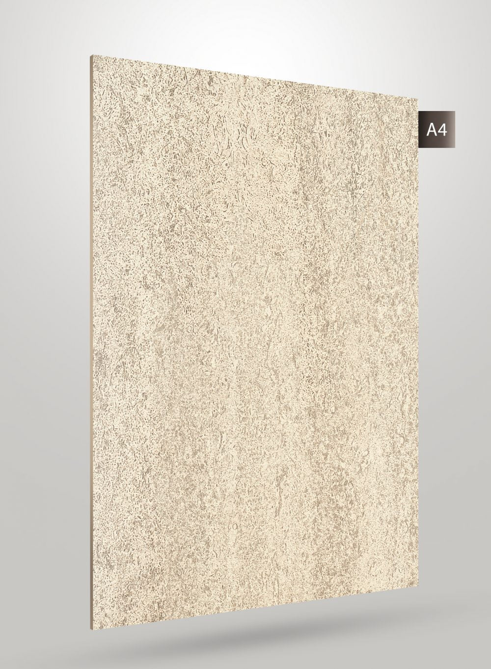 Beige marble laminate sheet with matte finish and textured pattern, showing subtle veining and speckled details.