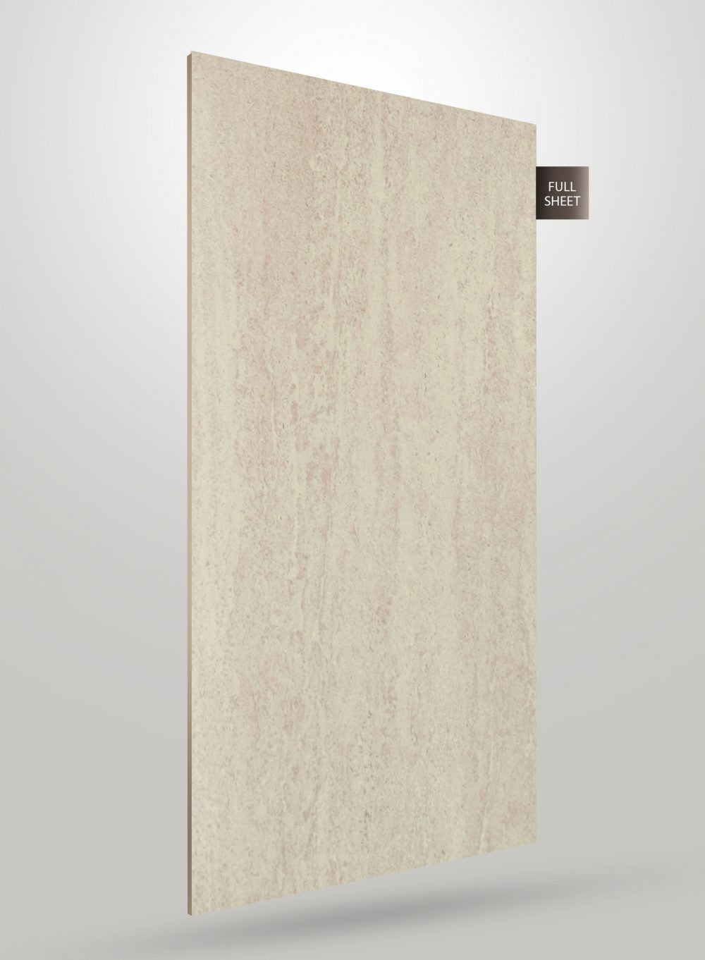 Matte beige marble laminate sheet with subtle pink undertones and textured finish displayed as full sheet.